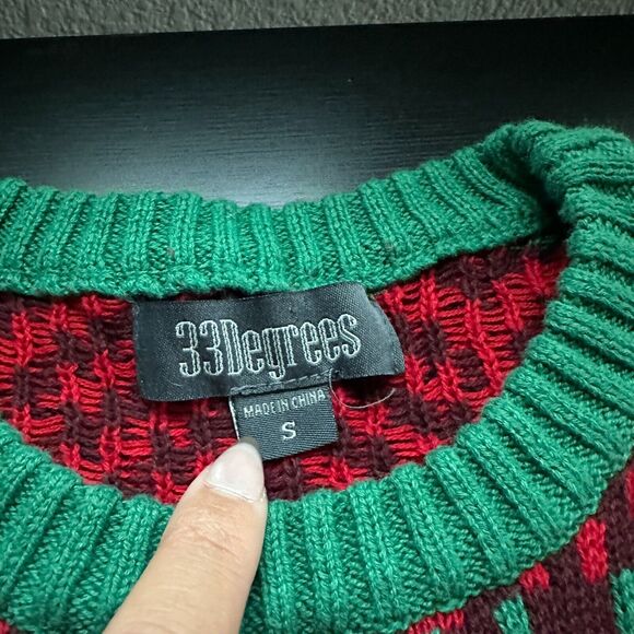 33 Degrees Ugly Christmas Sweater Mens Small Knit Pullover Santa Clause Beer - Picture 5 of 9